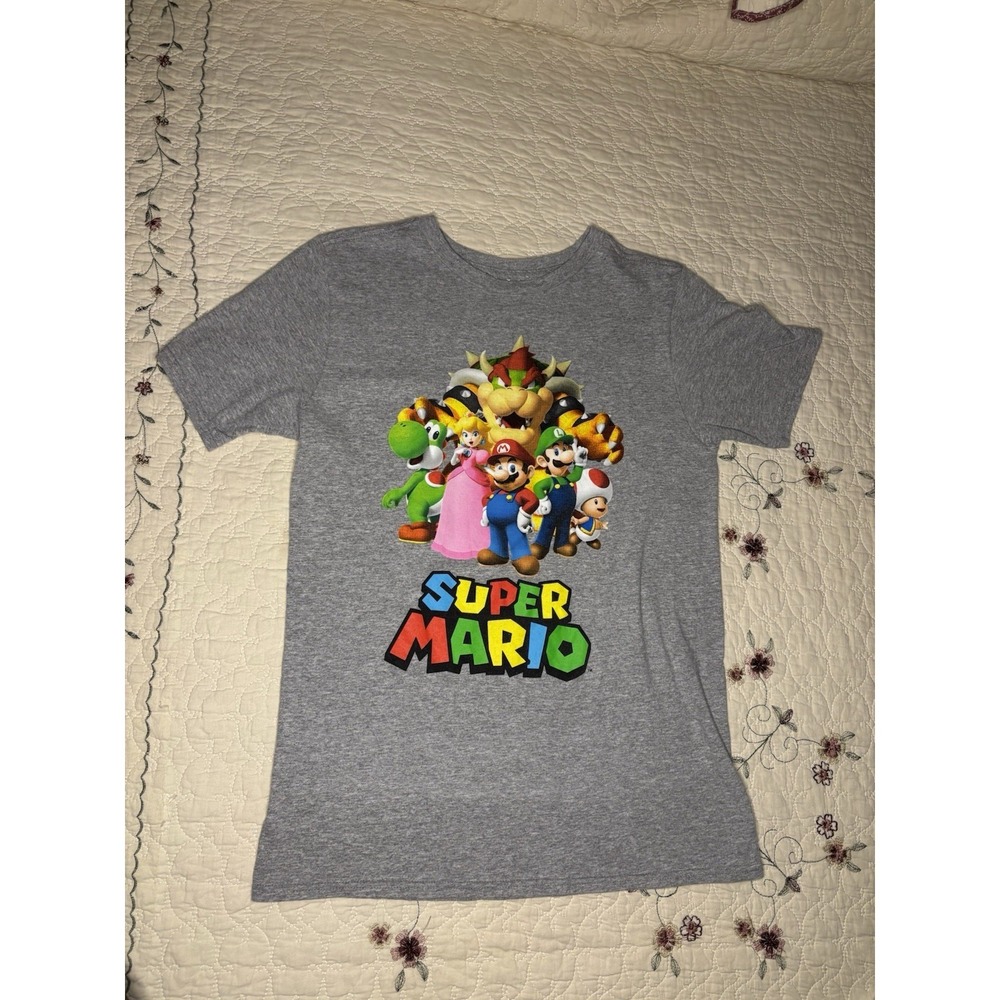 Nintendo Super Mario T-Shirt Mens XL Gray Excellent Graphic Group Characters